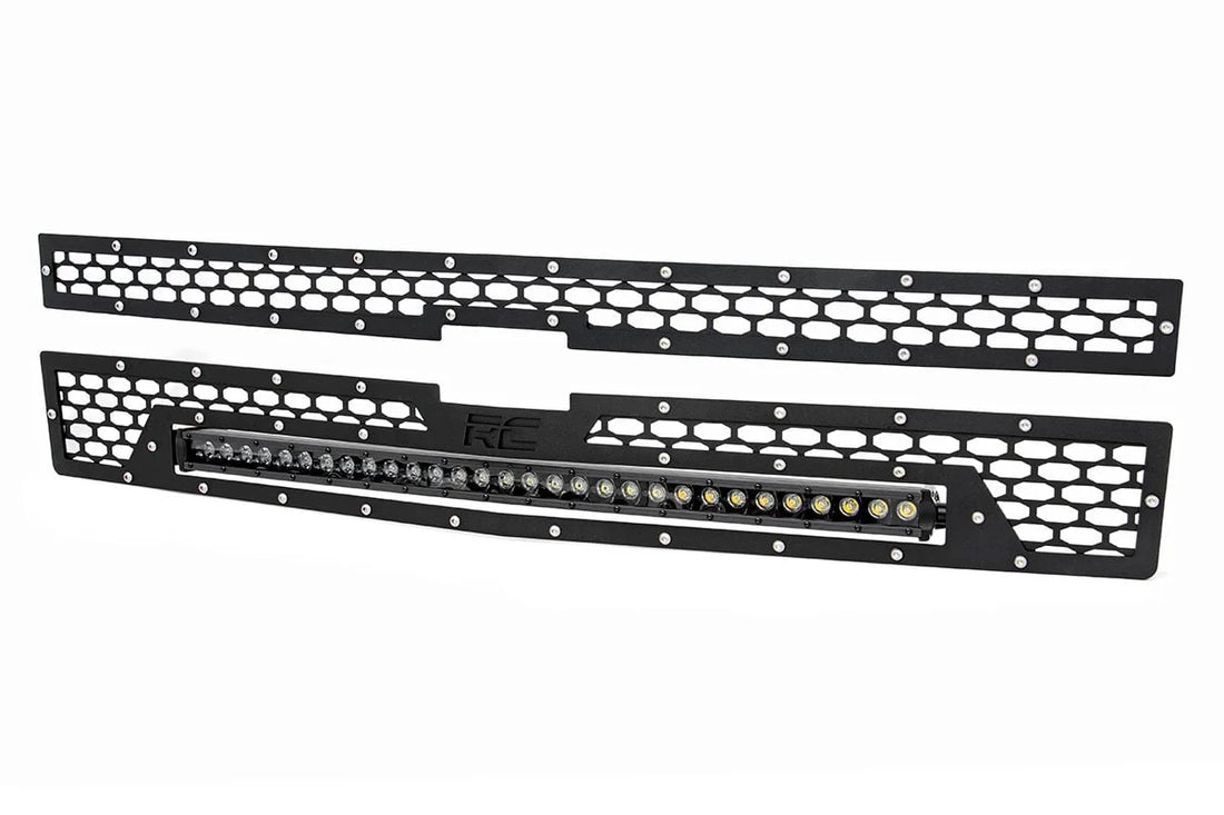 Rough Country Mesh Grille | 30" Single Row LED | Black | Chevy Silverado 1500 (14-15) 70103 - Installation View