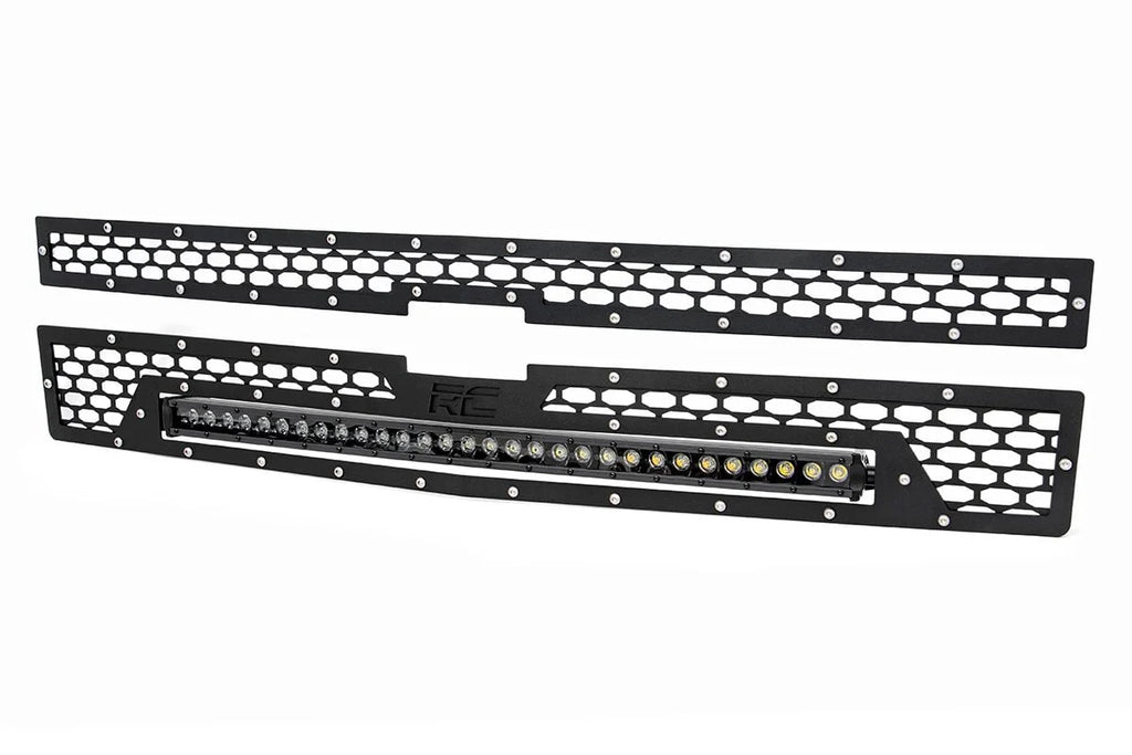 Rough Country Mesh Grille | 30" Single Row LED | Black | Chevy Silverado 1500 (14-15) 70103 - Installation View