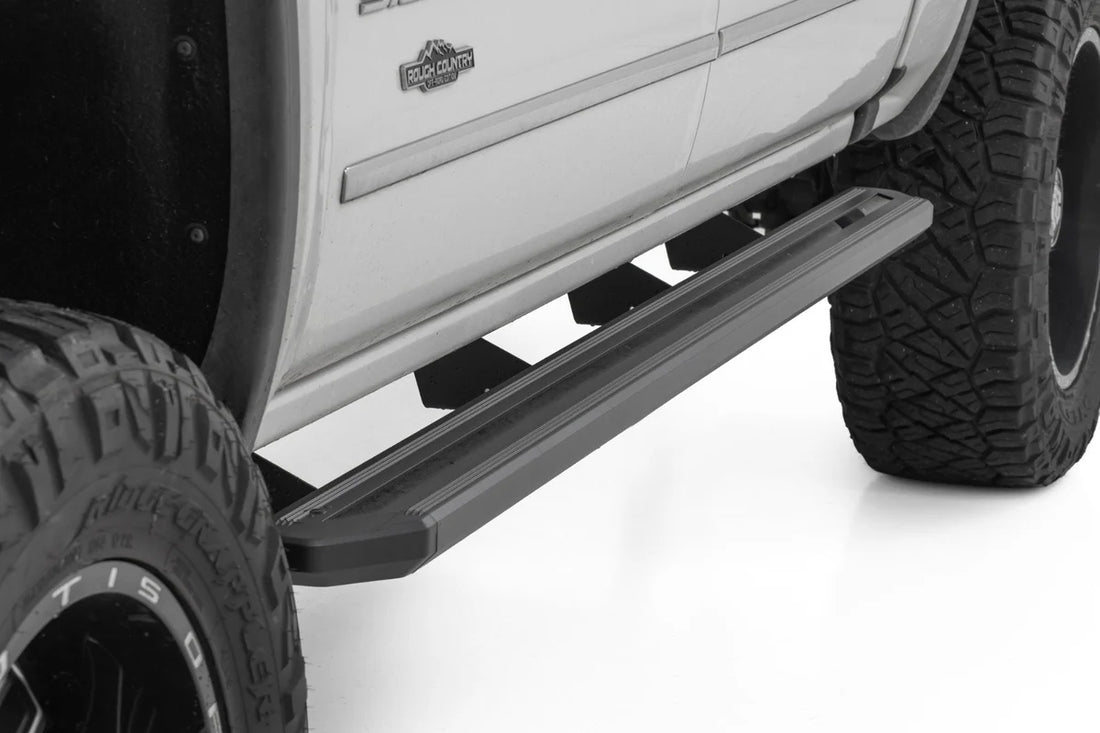 Rough Country Multi-Color LED Running Boards | Crew Cab | Chevy/GMC 1500/2500HD/3500HD (07-19 & Classic) - Installation View