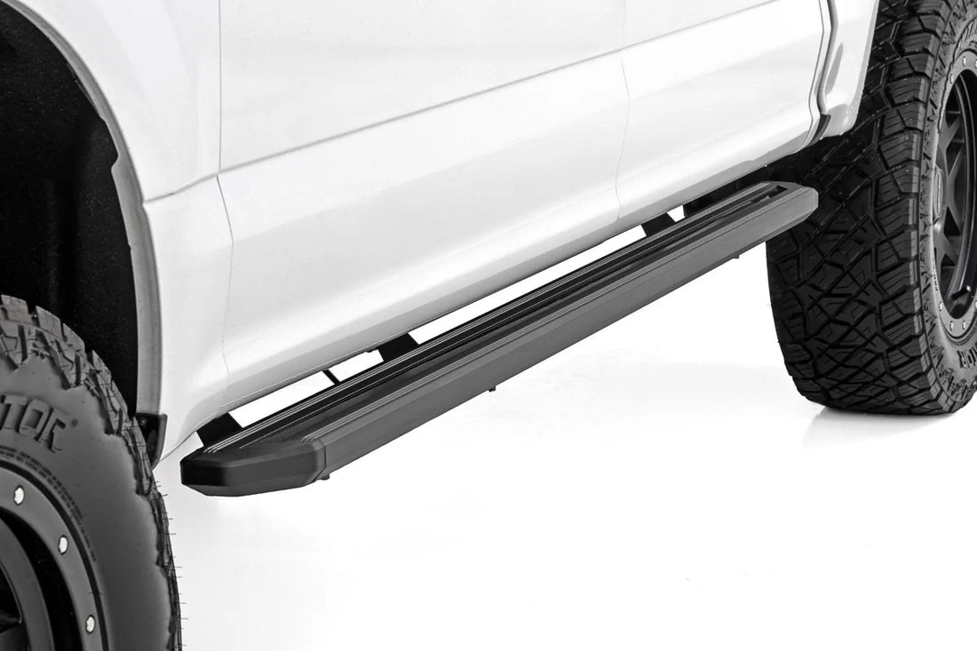 Rough Country Multi-Color LED Running Boards | Crew Cab | Ford F-150/Lightning/F-250/F-350/Raptor (15-26) - Installation View
