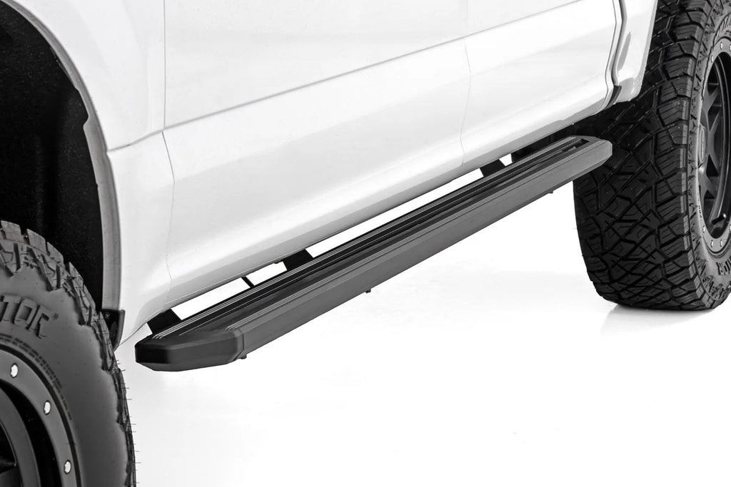 Rough Country Multi-Color LED Running Boards | Crew Cab | Ford F-150/Lightning/F-250/F-350/Raptor (15-26) - Installation View