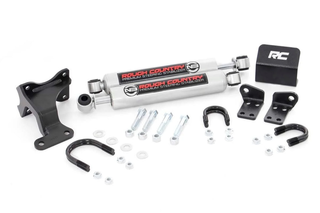 Rough Country N3 Steering Stabilizer | Dual | 2-8 Inch Lift | Jeep Wrangler JK/Wrangler Unlimited (07-18) 8734930 - Additi...