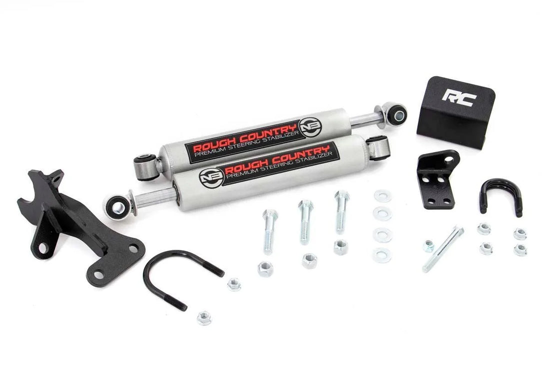 Rough Country N3 Steering Stabilizer | Dual | 4 Inch Lift | Jeep Grand Cherokee WJ (99-04) 8749630 - Side View