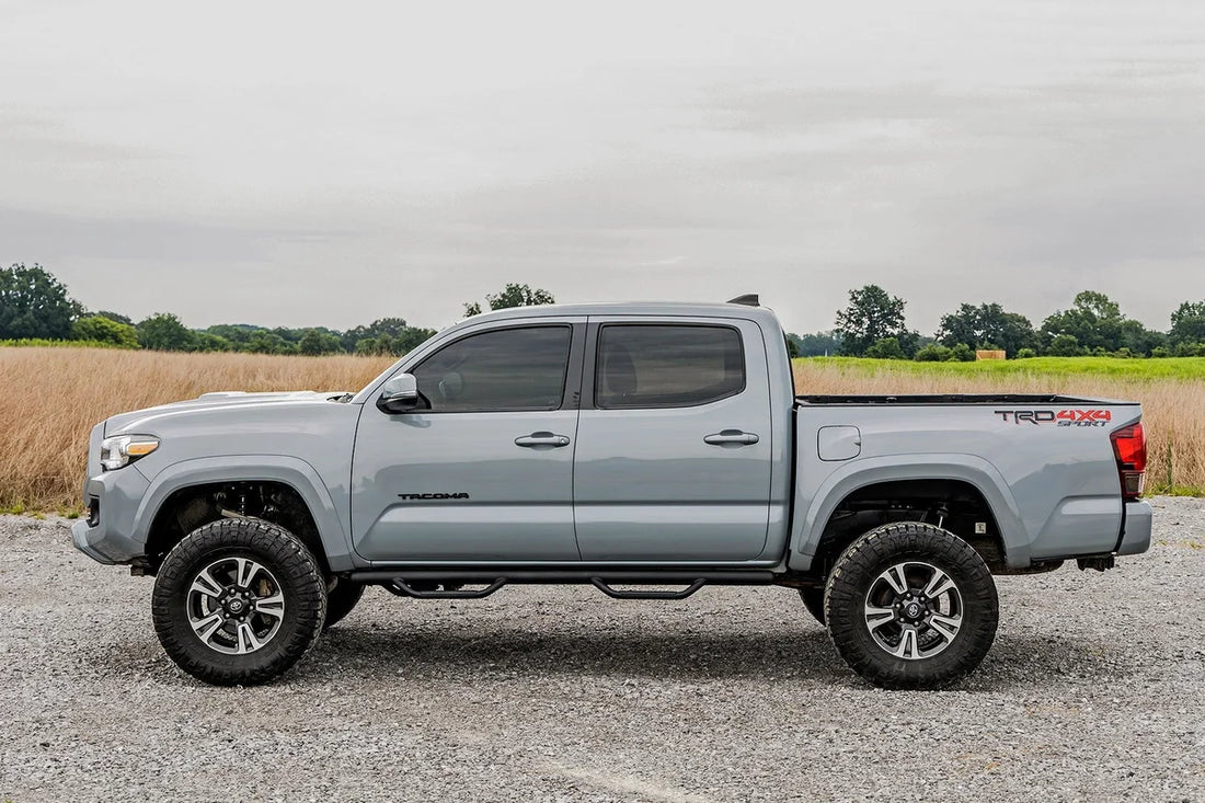 Rough Country Nerf Steps | Cab Length | Crew Cab | 5' Bed | Toyota Tacoma 2WD/4WD (05-23) - Installation View