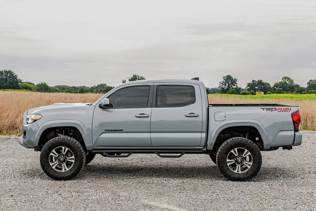 Rough Country Nerf Steps | Cab Length | Crew Cab | 5' Bed | Toyota Tacoma 2WD/4WD (05-23) - Installation View