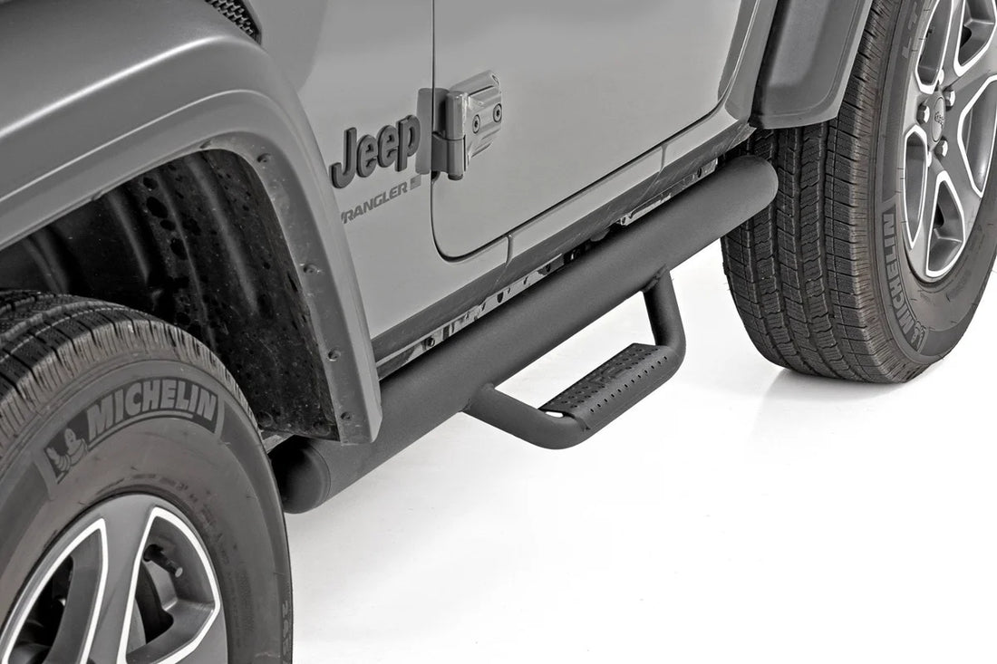 Rough Country Nerf Steps | Full Length | 2 Door | Jeep Wrangler JL 4WD (2018-2026) - Back View