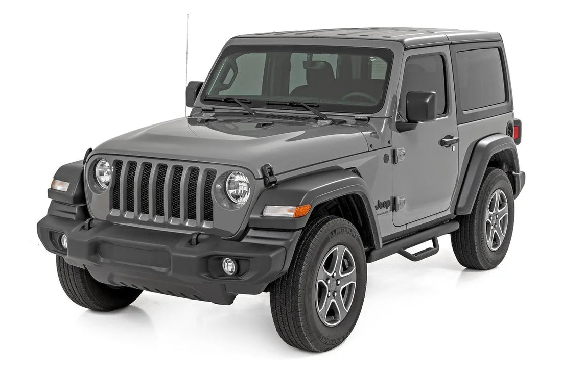 Rough Country Nerf Steps | Full Length | 2 Door | Jeep Wrangler JL 4WD (2018-2026) - Installation View