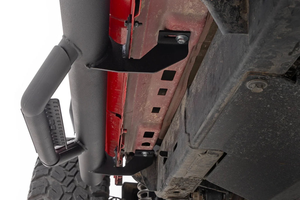 Rough Country Nerf Steps | Wheel to Wheel | 4 Door | Jeep Wrangler Unlimited 4WD (18-26) - Installation View