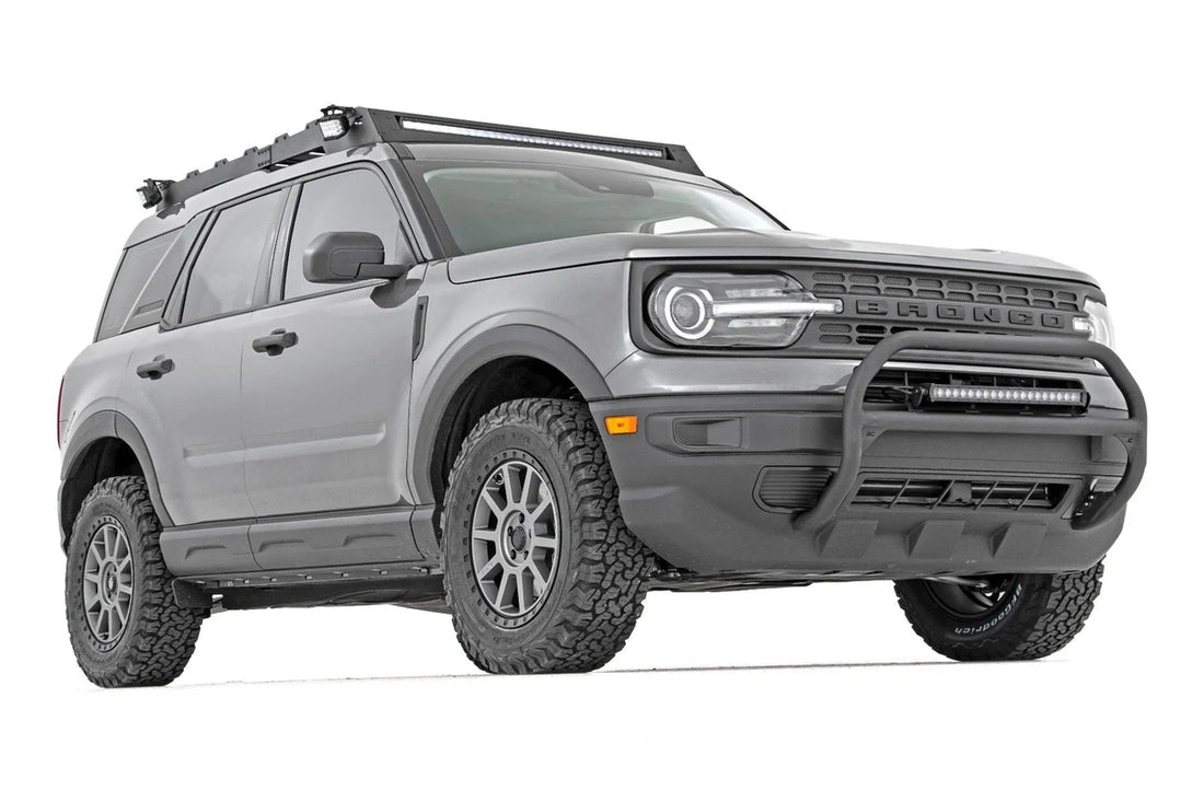 Rough Country Nudge Bar | 20 Inch BLK DRL Single Row LED | Ford Bronco Sport 4WD (21-24) 51042 - Installation View