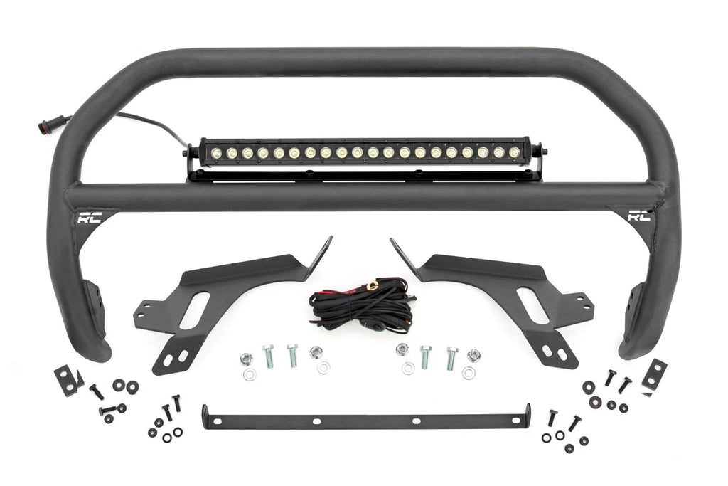 Rough Country Nudge Bar | w/ Tow Hooks | 20 Inch Black Single Row LED | Ford Bronco Sport (21-24) - Main Product View