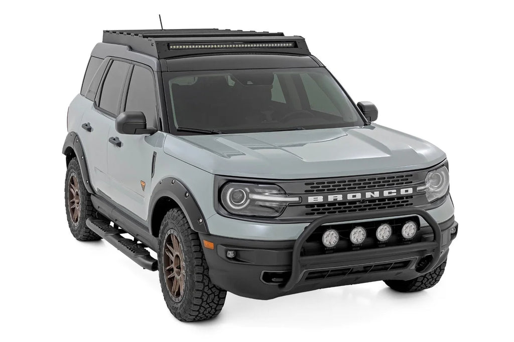 Rough Country Nudge Bar | w/ Tow Hooks | 20 Inch Black Single Row LED | Ford Bronco Sport (21-24) - Back View