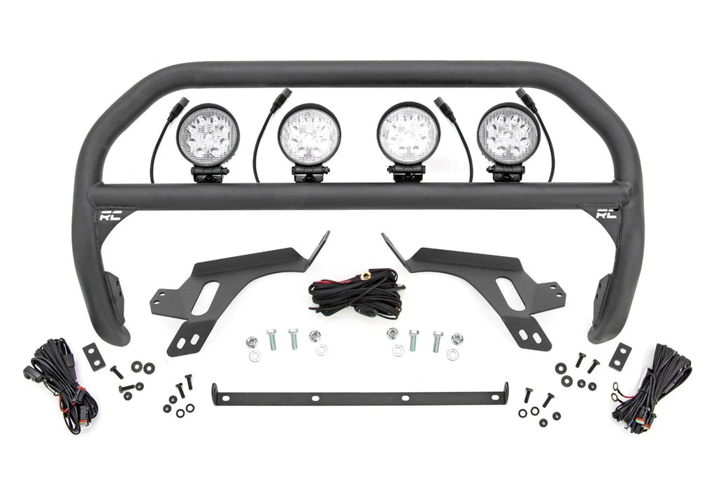 Rough Country Nudge Bar | w/ Tow Hooks | 4 Inch Round Led (x4) | Ford Bronco Sport (21-24) - Main Product View