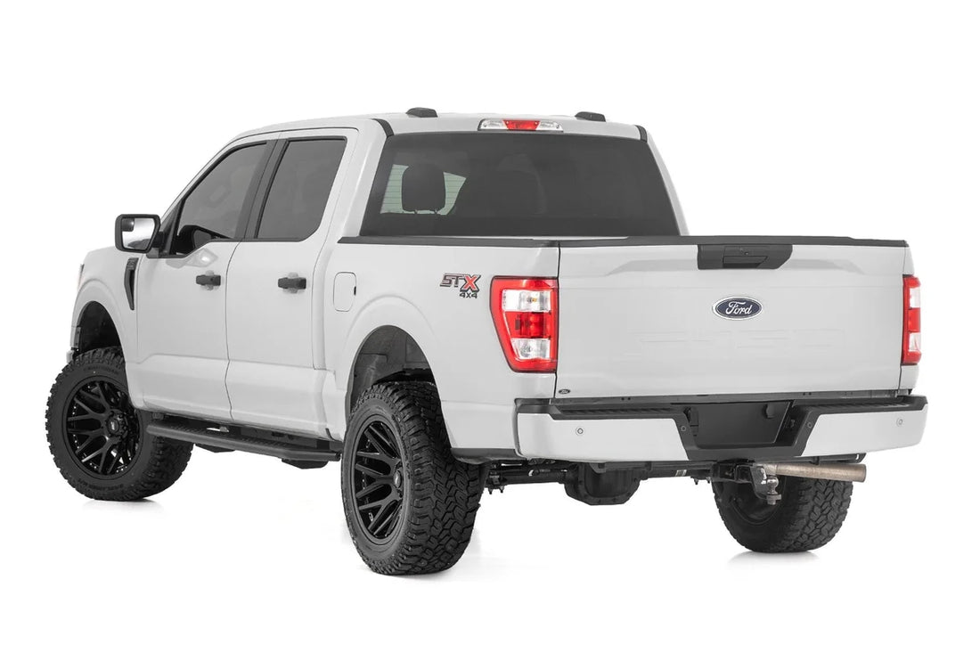 Rough Country OV2 Running Boards | Side Step Bars | Crew Cab | Ford F-150/Lightning/F-250/F-350 (15-26) - Side View