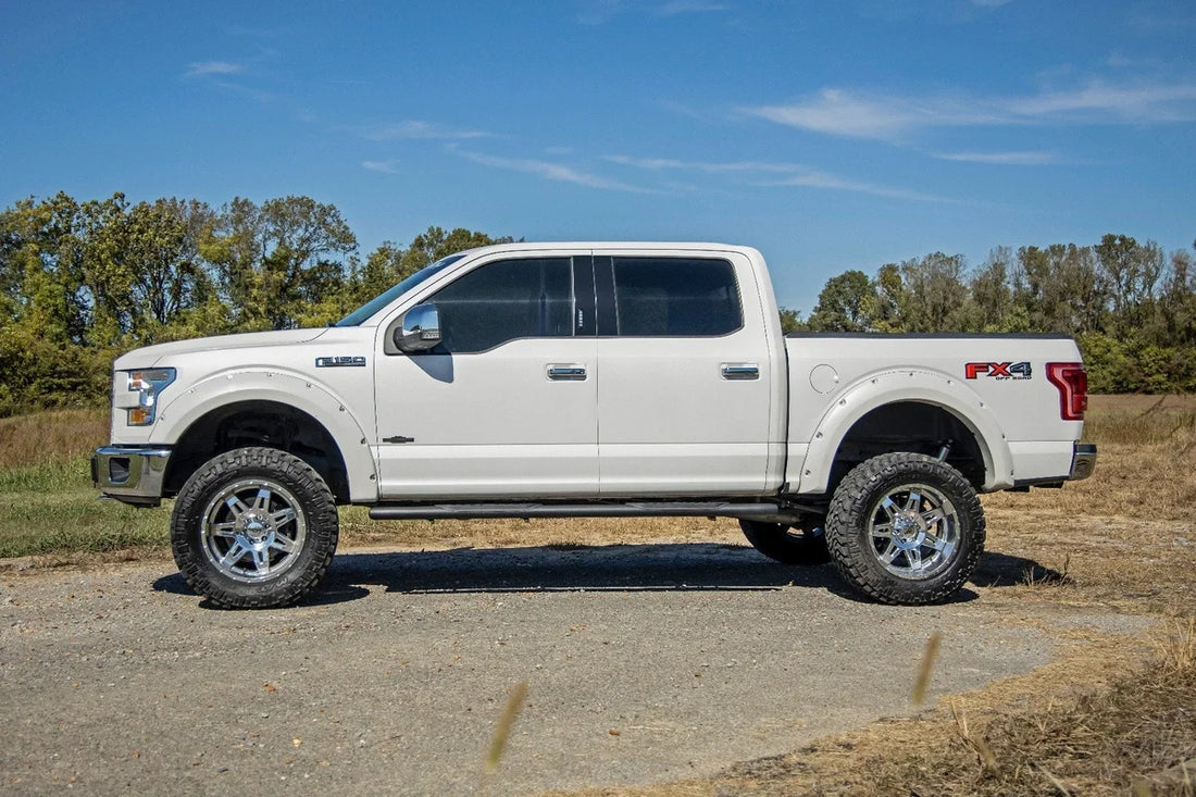 Rough Country Oval Nerf Step | Crew Cab | Black | Ford F-150/F-150 Lightning/Raptor  (15-24) 21005 - Back View
