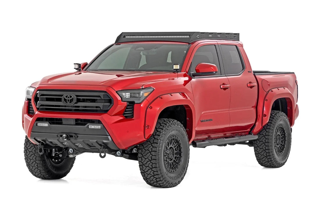 Rough Country Oval Nerf Step | Double Cab | Black | Toyota Tacoma 2WD/4WD (2024-2025) - Side View