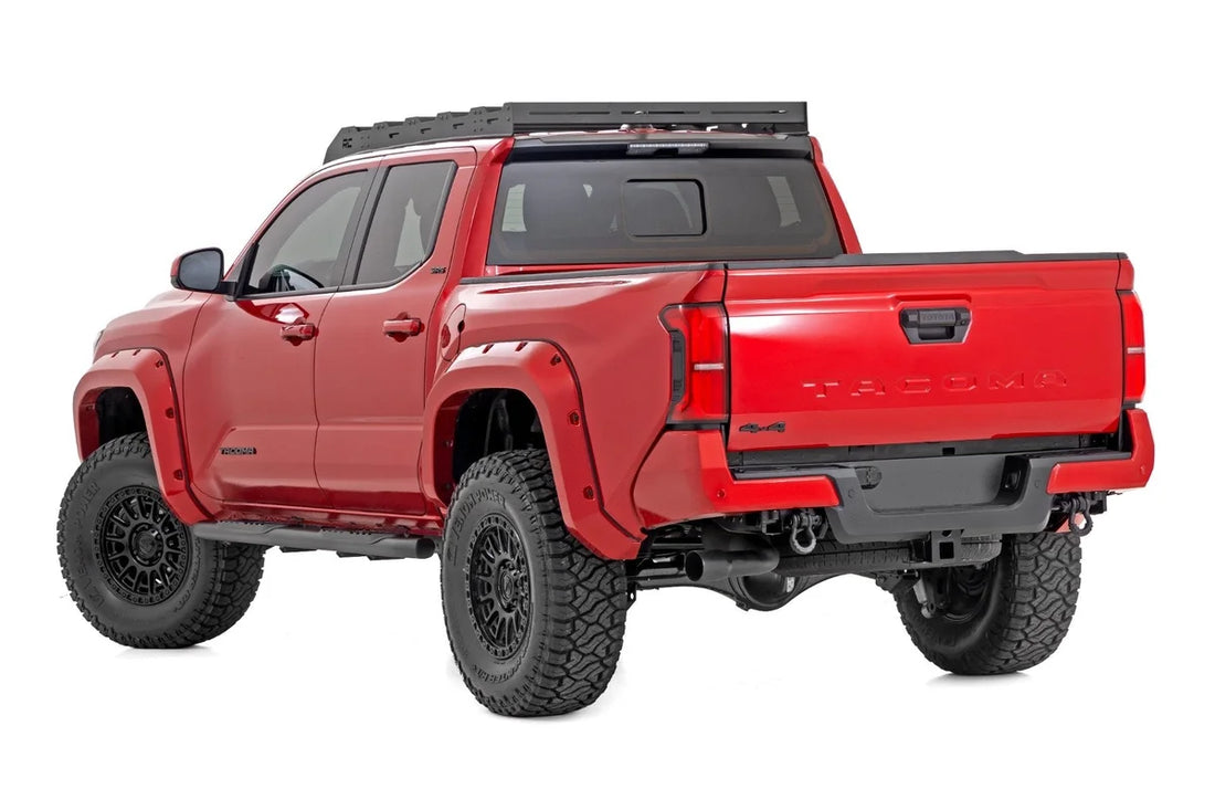 Rough Country Oval Nerf Step | Double Cab | Black | Toyota Tacoma 2WD/4WD (2024-2025) - Back View