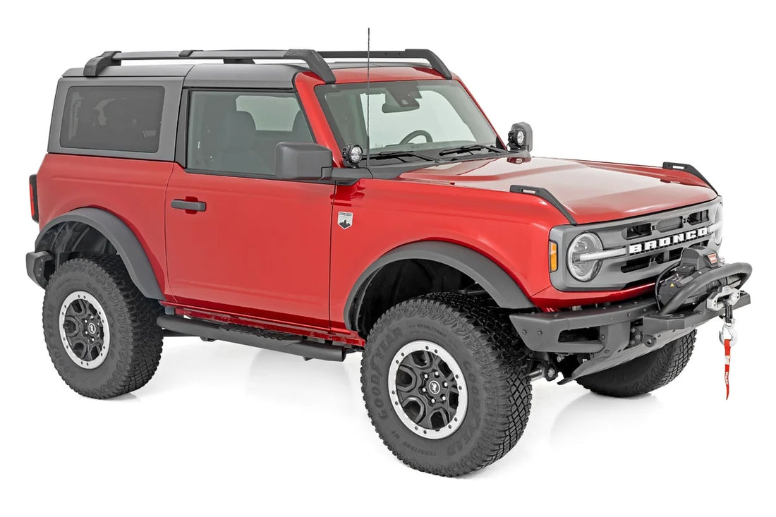 Rough Country Oval Nerf Steps | 2-Door | Black | Ford Bronco (2 Door) 4WD (2021-2024) 21012 - Back View