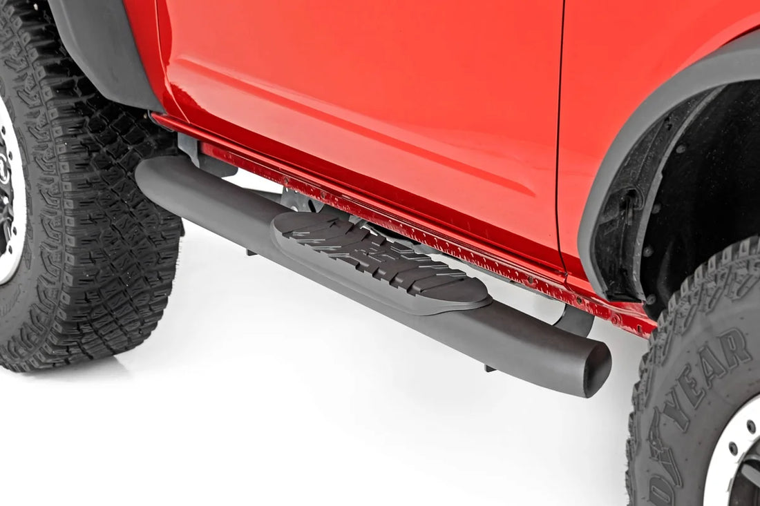 Rough Country Oval Nerf Steps | 2-Door | Black | Ford Bronco (2 Door) 4WD (2021-2024) 21012 - Installation View