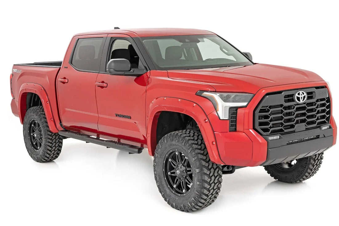 Rough Country Oval Nerf Steps | Crew Cab | Black | Toyota Tundra 2WD/4WD (2022-2024) 21014 - Side View