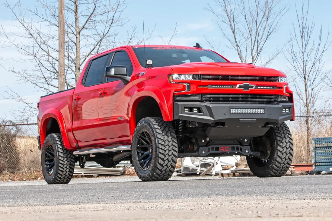 Rough Country Oval Nerf Steps | Stainless | Crew Cab | Chevy/GMC 1500/2500HD/3500HD (19-24) 21002S - Installation View