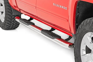 Rough Country Oval Nerf Steps | Stainless | Crew Cab | DEF Tank | Chevy/GMC 1500/2500HD/3500HD (07-19 & Classic) 21001S - ...