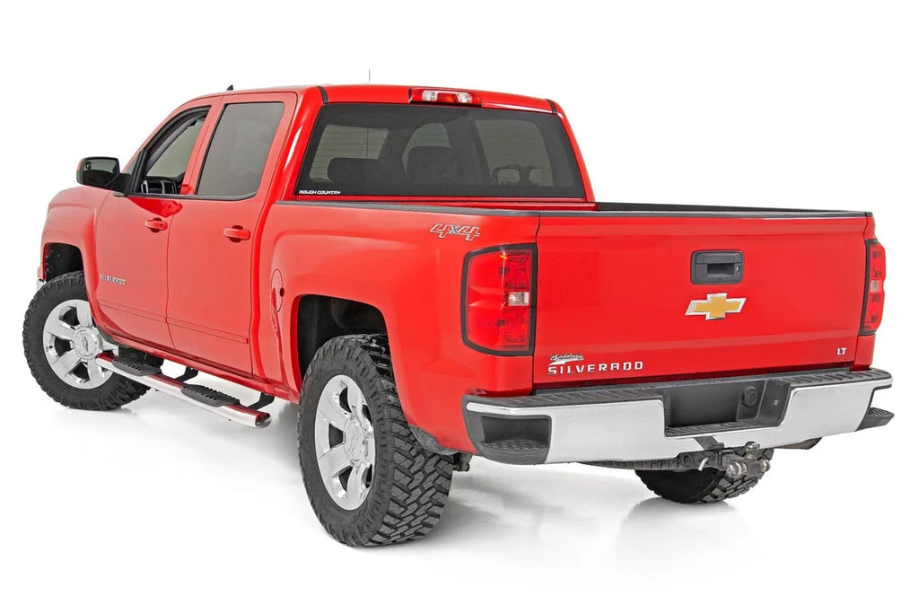 Rough Country Oval Nerf Steps | Stainless | Crew Cab | DEF Tank | Chevy/GMC 1500/2500HD/3500HD (07-19 & Classic) 21001S - ...
