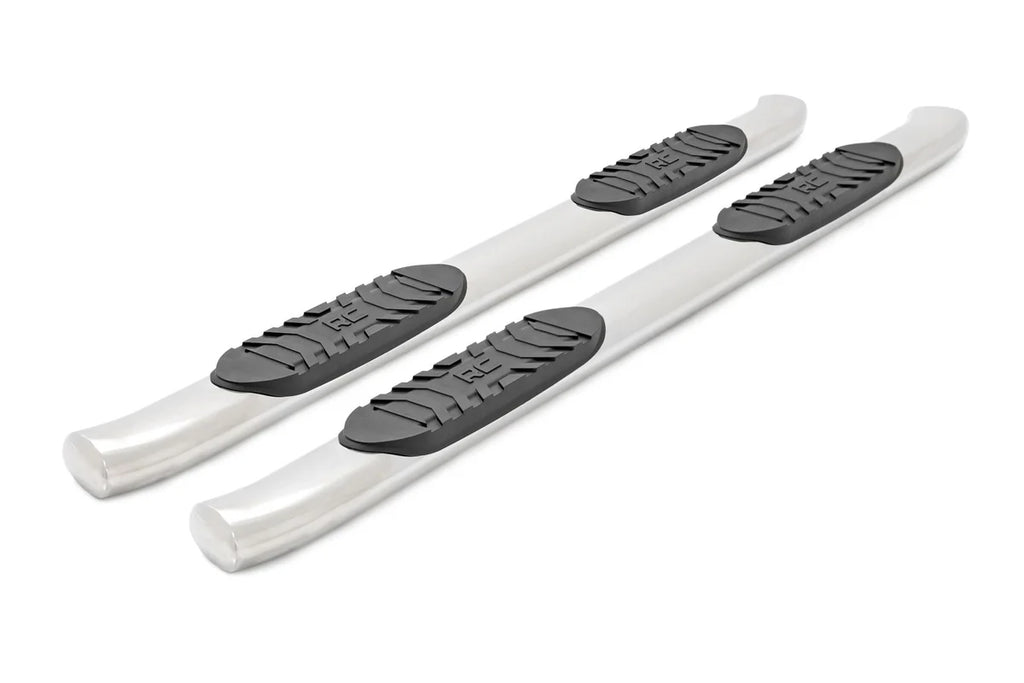 Rough Country Oval Nerf Steps | Stainless | Crew Cab | DEF Tank | Chevy/GMC 1500/2500HD/3500HD (07-19 & Classic) 21001S - ...