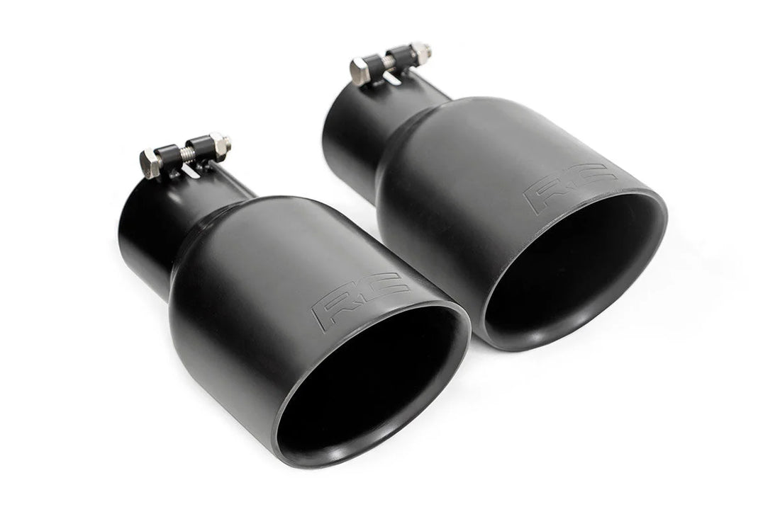 Rough Country Performance Exhaust | Dual Outlet | Jeep Wrangler JK/Wrangler Unlimited (07-18) 96002A - Back View