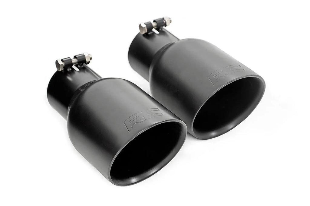 Rough Country Performance Exhaust | Dual Outlet | Jeep Wrangler JK/Wrangler Unlimited (07-18) 96002A - Back View