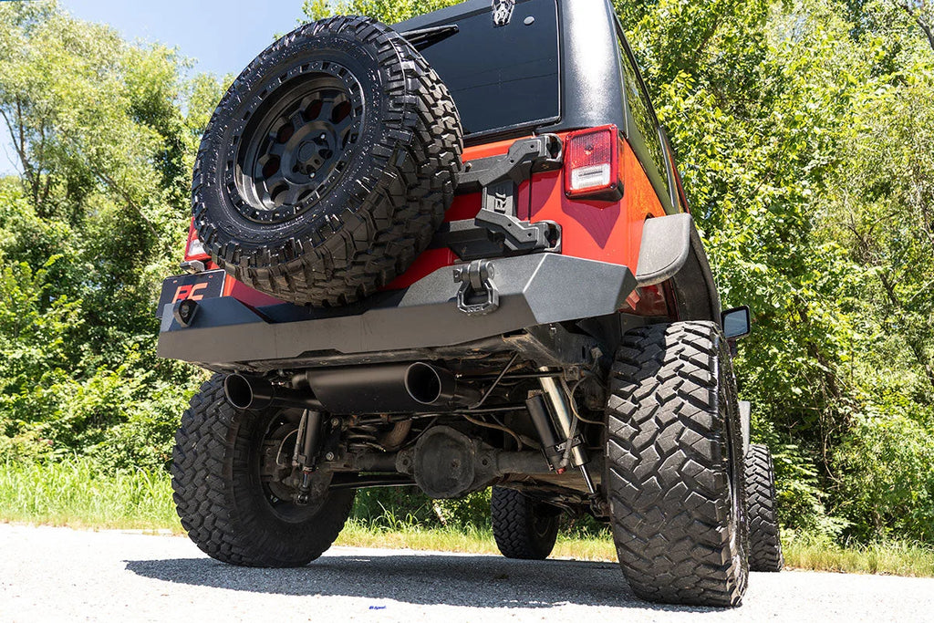 Rough Country Performance Exhaust | Dual Outlet | Jeep Wrangler JK/Wrangler Unlimited (07-18) 96002A - Installation View