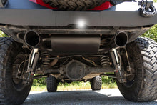 Load image into Gallery viewer, Rough Country Performance Exhaust | Dual Outlet | Jeep Wrangler JK/Wrangler Unlimited (07-18) 96002A - Installation View