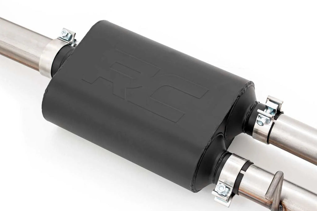 Rough Country Performance Exhuast | Stainless | Crew/Dbl | RR Exit | Chevy/GMC 1500 (19-24) 96011 - Back View