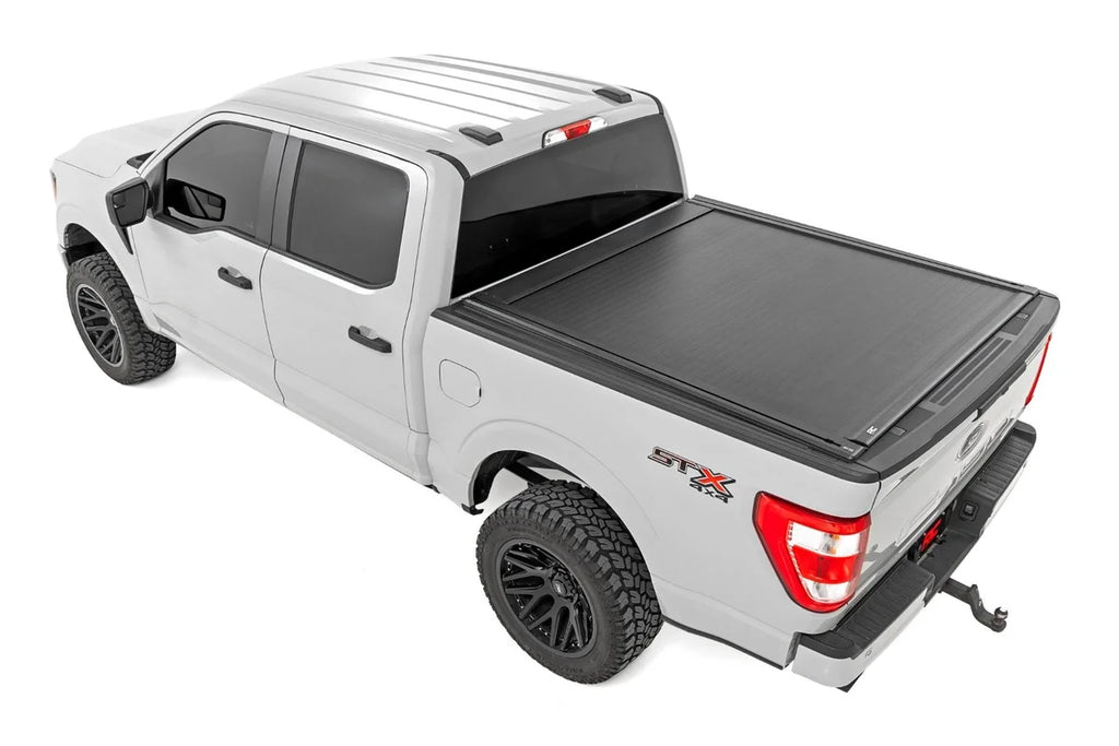 Rough Country Powered Retractable Bed Cover | 5'7" Bed | Ford F-150 2WD/4WD (2015-2025) 51509550 - Back View