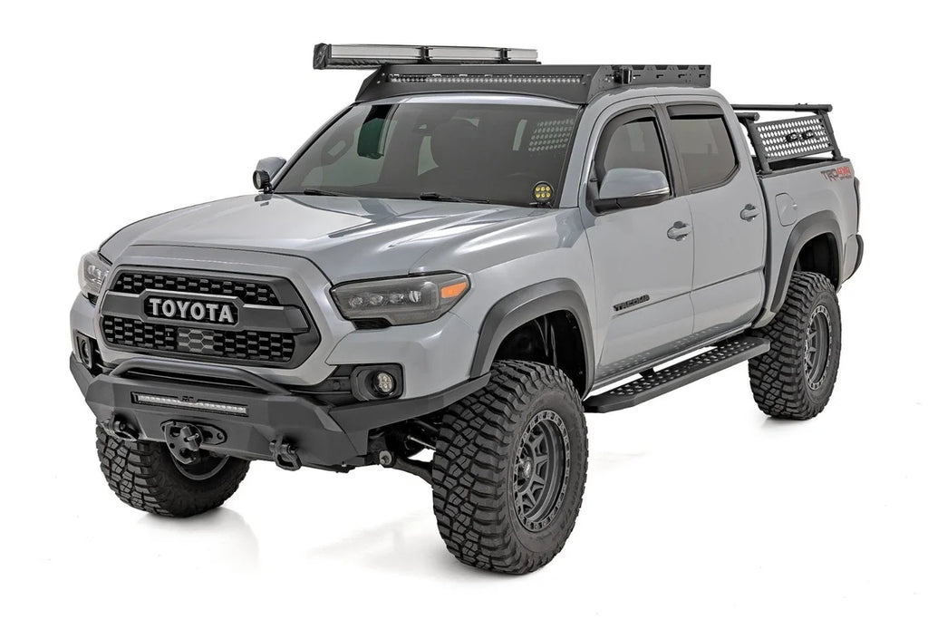 Rough Country RPT2 Running Board | Double Cab | Black | Toyota Tacoma 2WD/4WD (2016-2023) - Side View