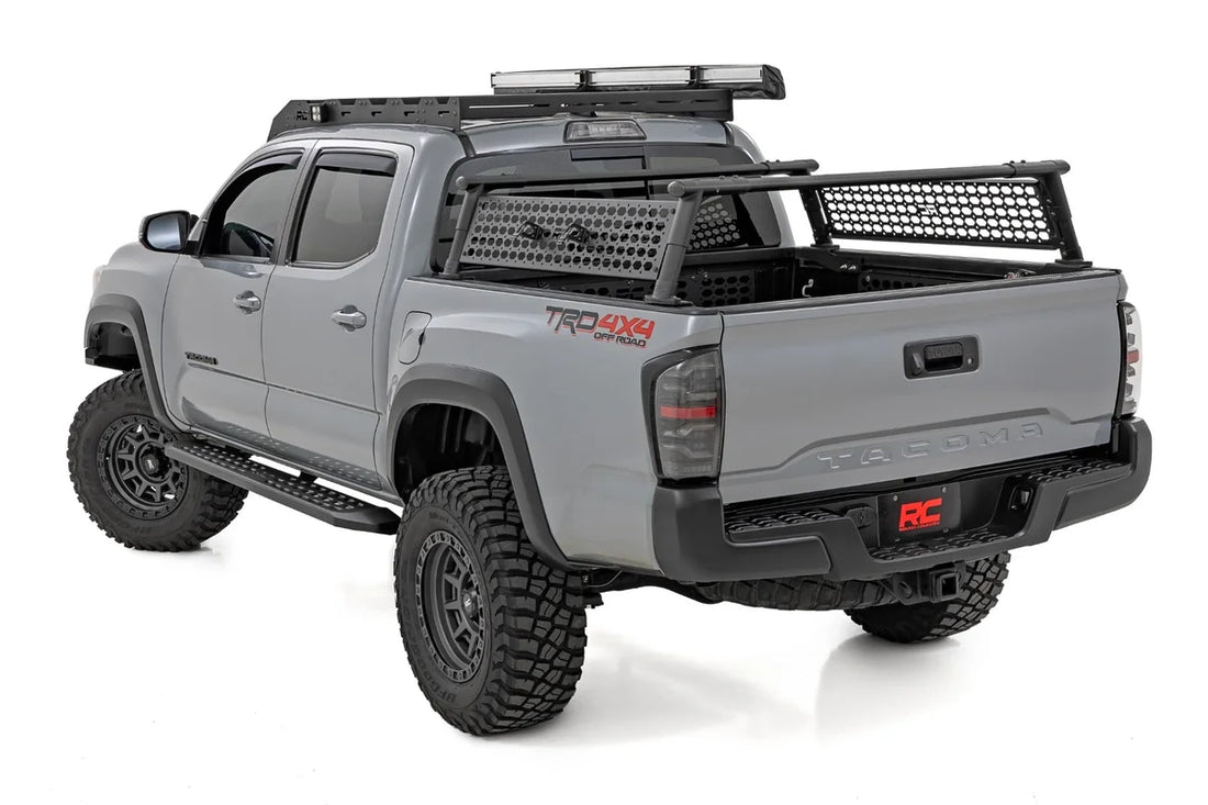 Rough Country RPT2 Running Board | Double Cab | Black | Toyota Tacoma 2WD/4WD (2016-2023) - Back View