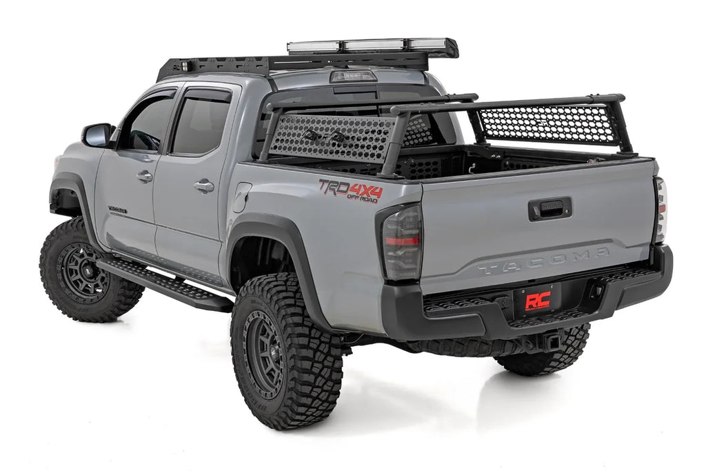 Rough Country RPT2 Running Board | Double Cab | Black | Toyota Tacoma 2WD/4WD (2016-2023) - Back View