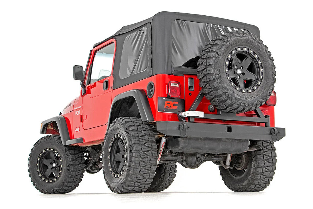 Rough Country Rear Bumper | Tire Carrier | Jeep Wrangler TJ (97-06)/Wrangler Unlimited (04-06) 10592A - Rear View