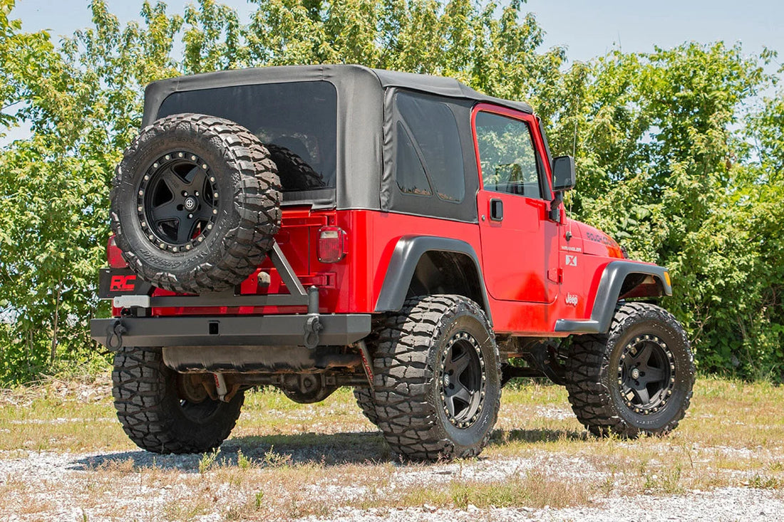 Rough Country Rear Bumper | Tire Carrier | Jeep Wrangler TJ (97-06)/Wrangler Unlimited (04-06) 10592A - Rear View