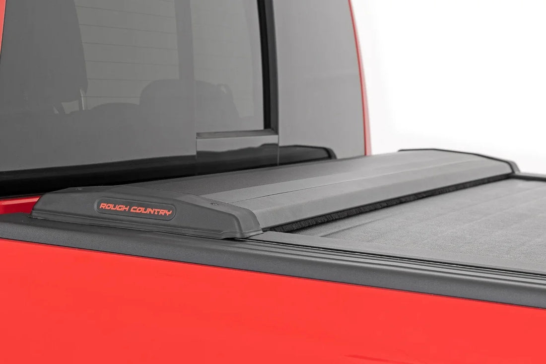 Rough Country Retractable Bed Cover | 5'7" Bed | Ram 1500 (19-25)/1500 TRX (21-24) 46320551A - Back View