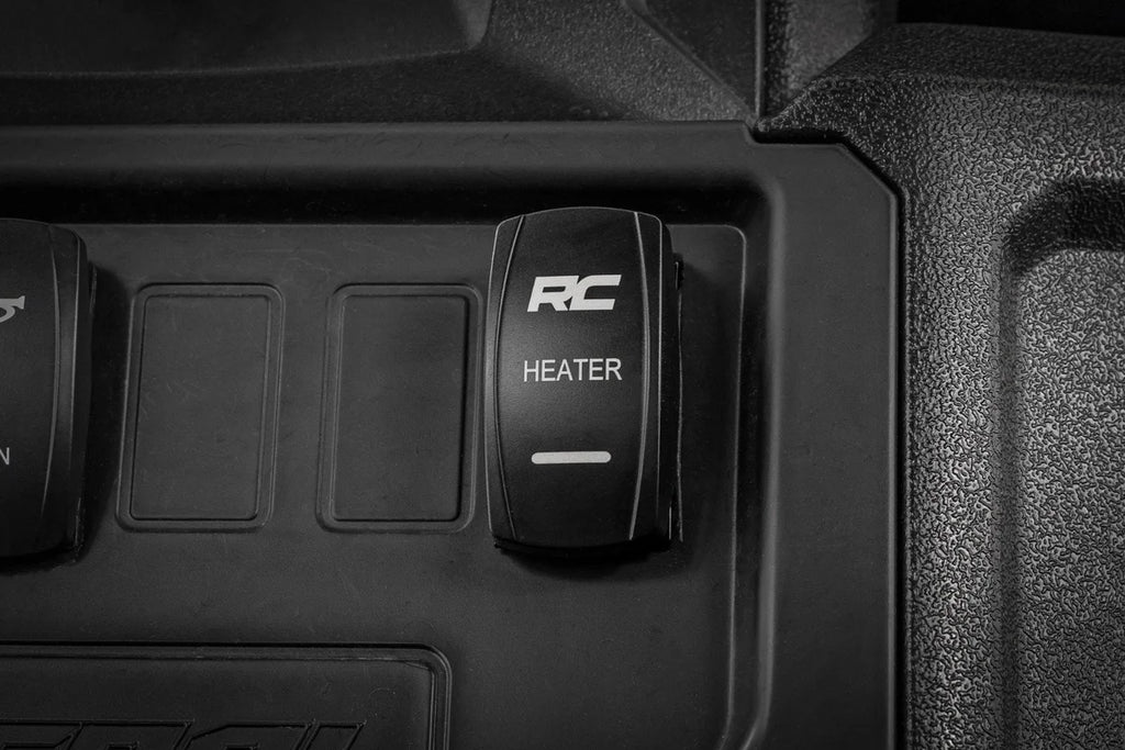 Rough Country Rocker Switch | Cab Heater | 2x1 with Logo | Blue Back Light 710HS - Installation View