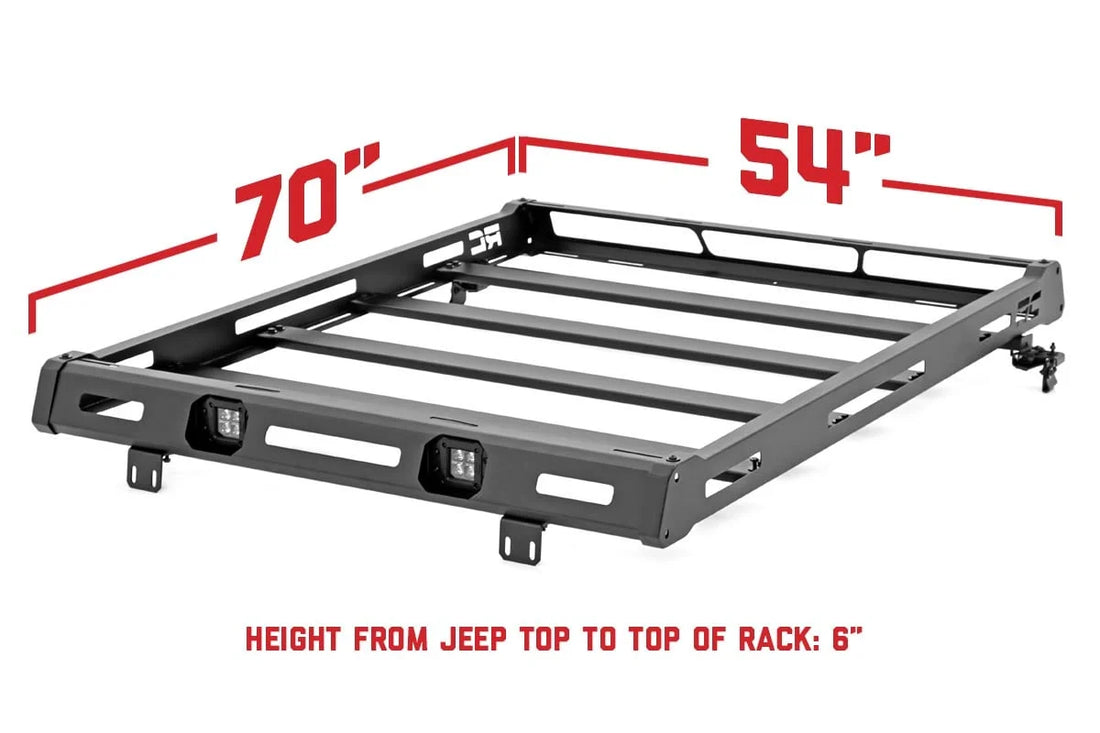 Rough Country Roof Rack | Black Series Lights | Jeep Wrangler JK/Wrangler Unlimited  (07-18) 10615 - Additional View 6