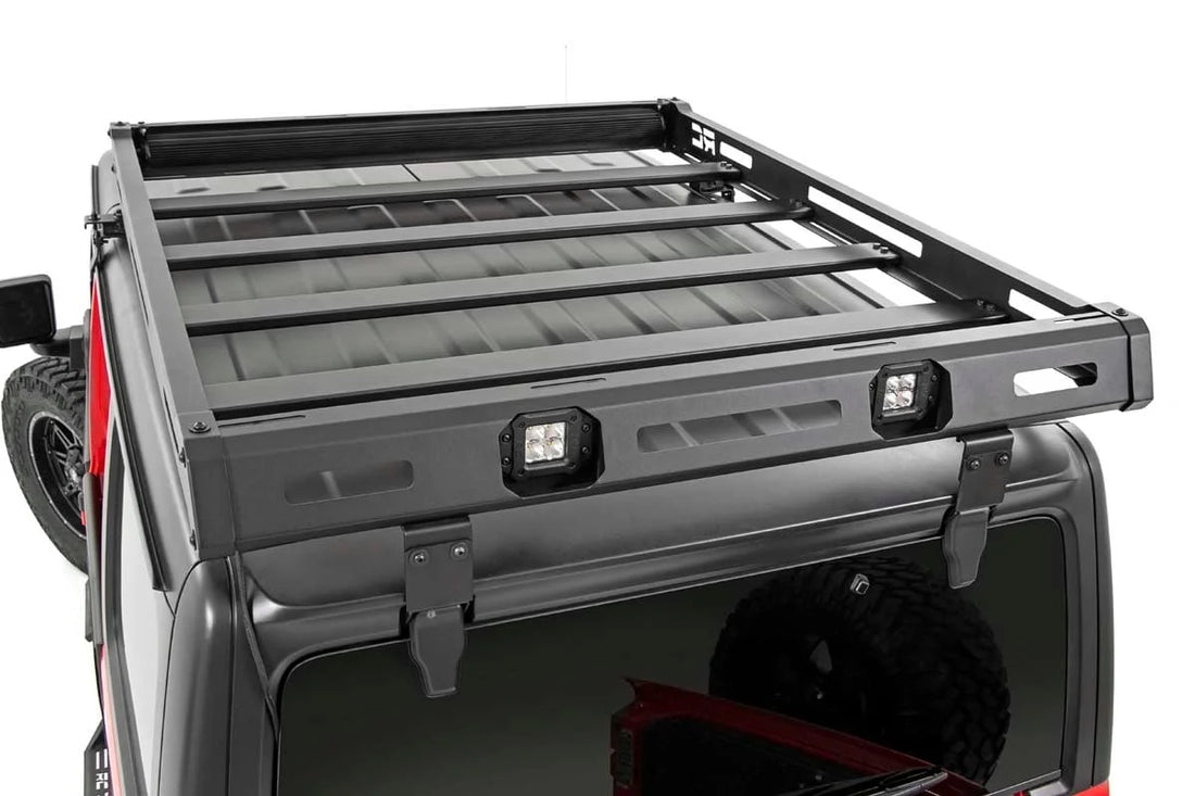 Rough Country Roof Rack | Black Series Lights | Jeep Wrangler JL (18-24)/Wrangler Unlimited (18-24) 10622 - Installation View