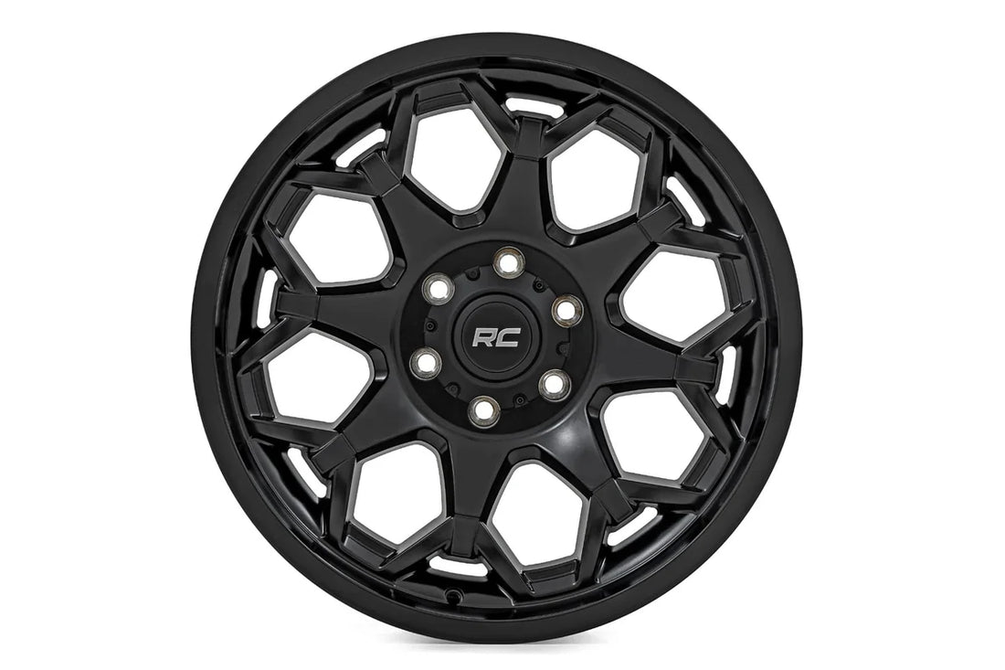 Rough Country Rough Country 80 Series Wheel | One-Piece | Semi Gloss Black | 20x10 | 5x5 | -19mm 80201813A - Side View