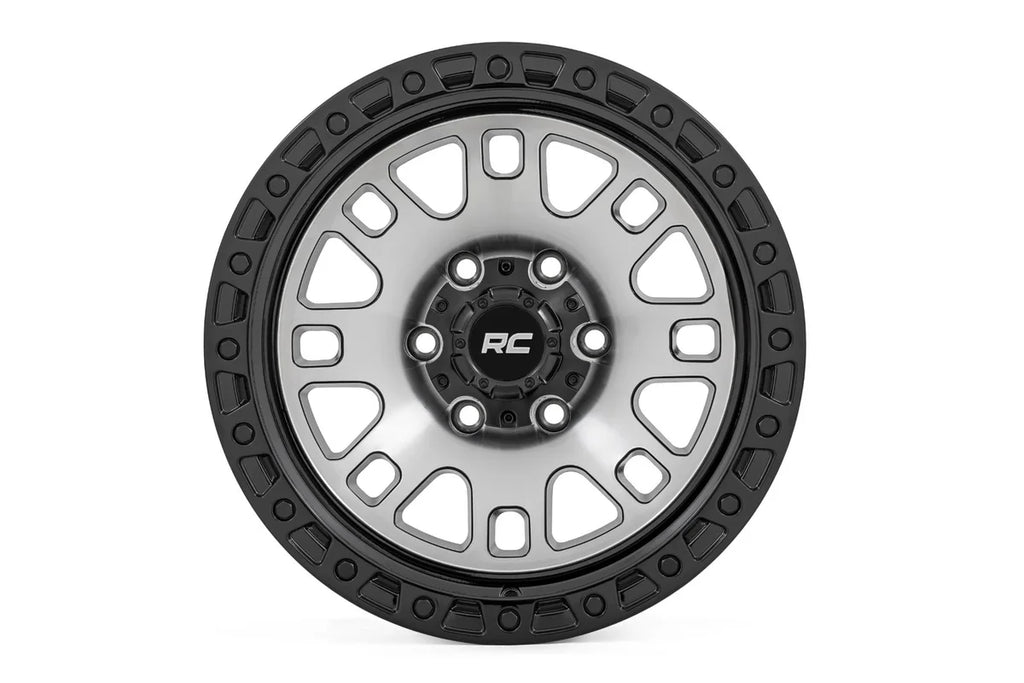 Rough Country Rough Country 82 Series Wheel | One-Piece | Machined Semi Gloss Black | 15x8 | 5x4.5 | -19mm 82151813M - Sid...