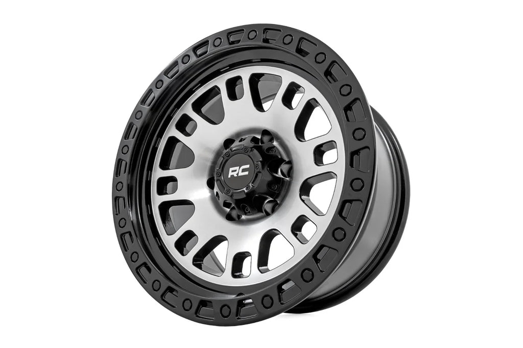 Rough Country Rough Country 82 Series Wheel | One-Piece | Machined Semi Gloss Black | 15x8 | 5x4.5 | -19mm 82151813M - Ins...