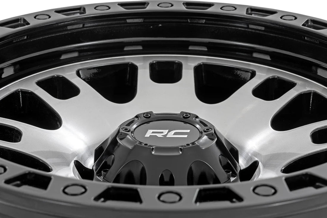 Rough Country Rough Country 82 Series Wheel | One-Piece | Machined Semi Gloss Black | 17x9 | 5x5 | -12mm 82170918M - Back ...