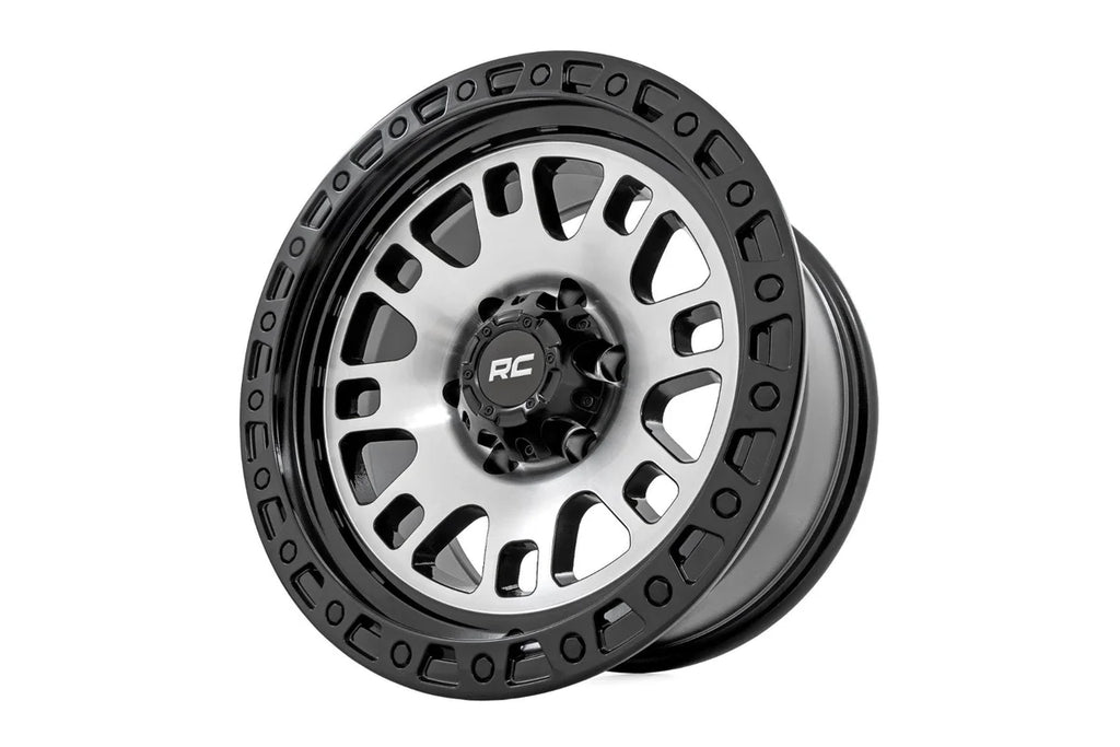 Rough Country Rough Country 82 Series Wheel | One-Piece | Machined Semi Gloss Black | 17x9 | 5x4.5 | -12mm 82170913M - Ins...