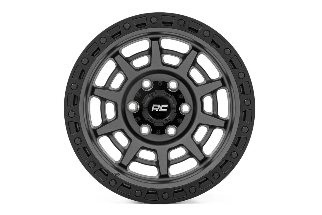 Rough Country Rough Country 85 Series Wheel | Simulated Beadlock | Gunmetal Gray/Black | 17x9 | 6x5.5 |+25mm - Side View