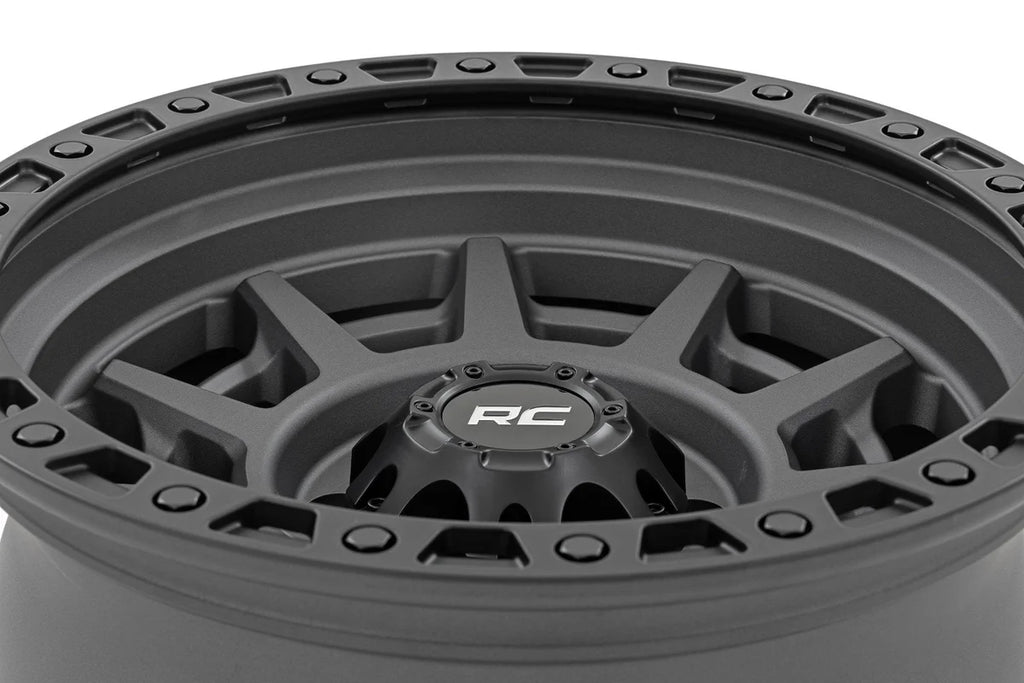 Rough Country Rough Country 85 Series Wheel | Simulated Beadlock | Gunmetal Gray/Black | 17x9 | 6x5.5 |+25mm - Back View