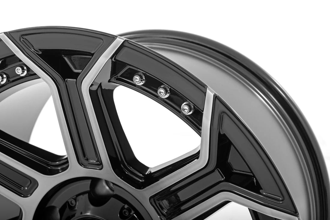 Rough Country Rough Country 89 Series Wheel | One-Piece | Black Machined Gun Metal | 17x9 | 5x4.5 | -12mm 89170913 - Side ...